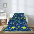 thumbnail image 2 of Sikiie Dinosaur In Space Cozy Flannel Fleece Throw Blanket: Lightweight & Thick for All Seasons - Perfect for Women, Men, & Kids"40"x30", 2 of 6