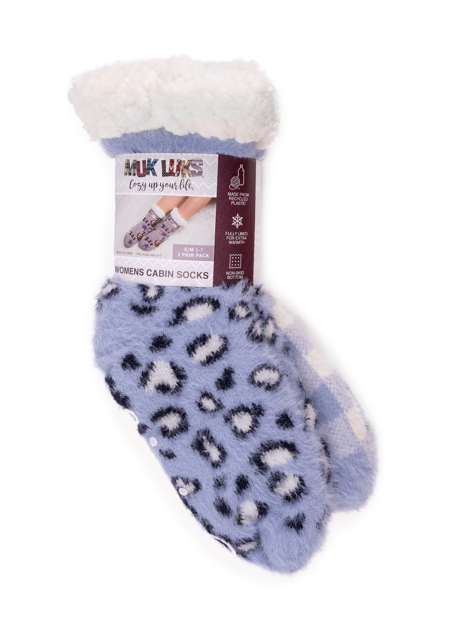 MUK LUKS Women's Cabin Socks, 2 Pairs