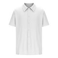 thumbnail image 7 of ZCFZJW Men's Casual Shirts Short Sleeve Button Down Shirt for Men Trendy Solid Color Vacation Clothing Beach Fashion Summer Tops White M, 7 of 7