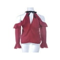 thumbnail image 3 of Women‘s Halter Cold Shoulder Slim Fit Long Sleeve Tee Tops, 3 of 4