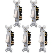 GE Light Almond Grounding Toggle  In Wall on/off Fan & Light Switch Replacement, 5 Pack, 15 Amp Wallplate Not Included, 44036