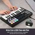 thumbnail image 3 of Controlador MIDI WORLDE Panda MINI II 25 teclas con 8 almohadillas de dis Negro y blanco, 3 of 7