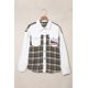thumbnail image 1 of ABPHQTO Chaqueta vaquera con estampado gráfico navideño de retazos a cuadros blancos para mujer, 1 of 5