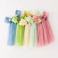 thumbnail image 3 of Nuevo vestido para niños, vestido tridimensional con mangas voladoras de flores, vestido de malla para niña con flores, vestido con tirantes para niña, 3 of 3