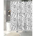thumbnail image 3 of Split Shower Curtain for Transfer Bench, Grey Botanical Fabric Shower Curtains for Bathroom, Elegant Watercolor Botanical Birds Tub Sliding Transfer Bench Waterproof Bath Curtains 72"x84", 3 of 9