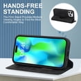 thumbnail image 3 of Dteck Strong Magnetic Case for iPhone 16 Pro, Compatible with MagSafe, iPhone 16 Pro Wallet Case with RFID Blocking Holder Slots, PU Leather Flip Folio Cover Kickstand Shockproof,Black, 3 of 9