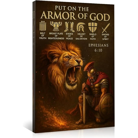 Armor of God Wall Art,Ephesians 6:10 Scripture Canvas Prints