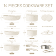 CAROTE 14pcs Large Aluminum Nonstick Pots and Pans Set, Detachable Handle, Oven Safe Cookware