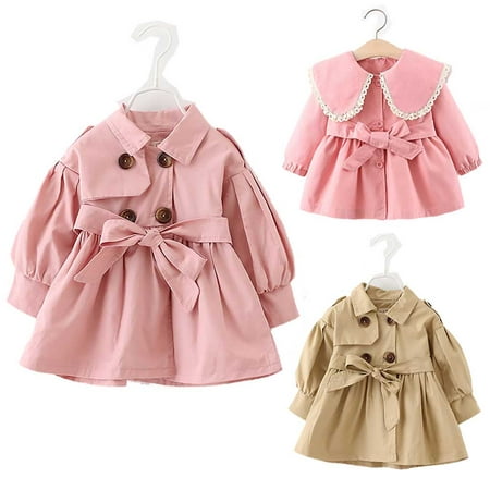 

Lovebay 2-5T Toddler Baby Girl Fall Trench Coat Double Breasted Belted Winter Casual Windbreaker