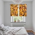 thumbnail image 6 of 2 Panels Kitchen Tier Curtains 39 Inch Length, Autumn Maple Leaves Grommets Window Treatment Curtain, Fall Orange Deciduous Country Thermal Curtains Drapes for Living Room/Bathroom, 6 of 9