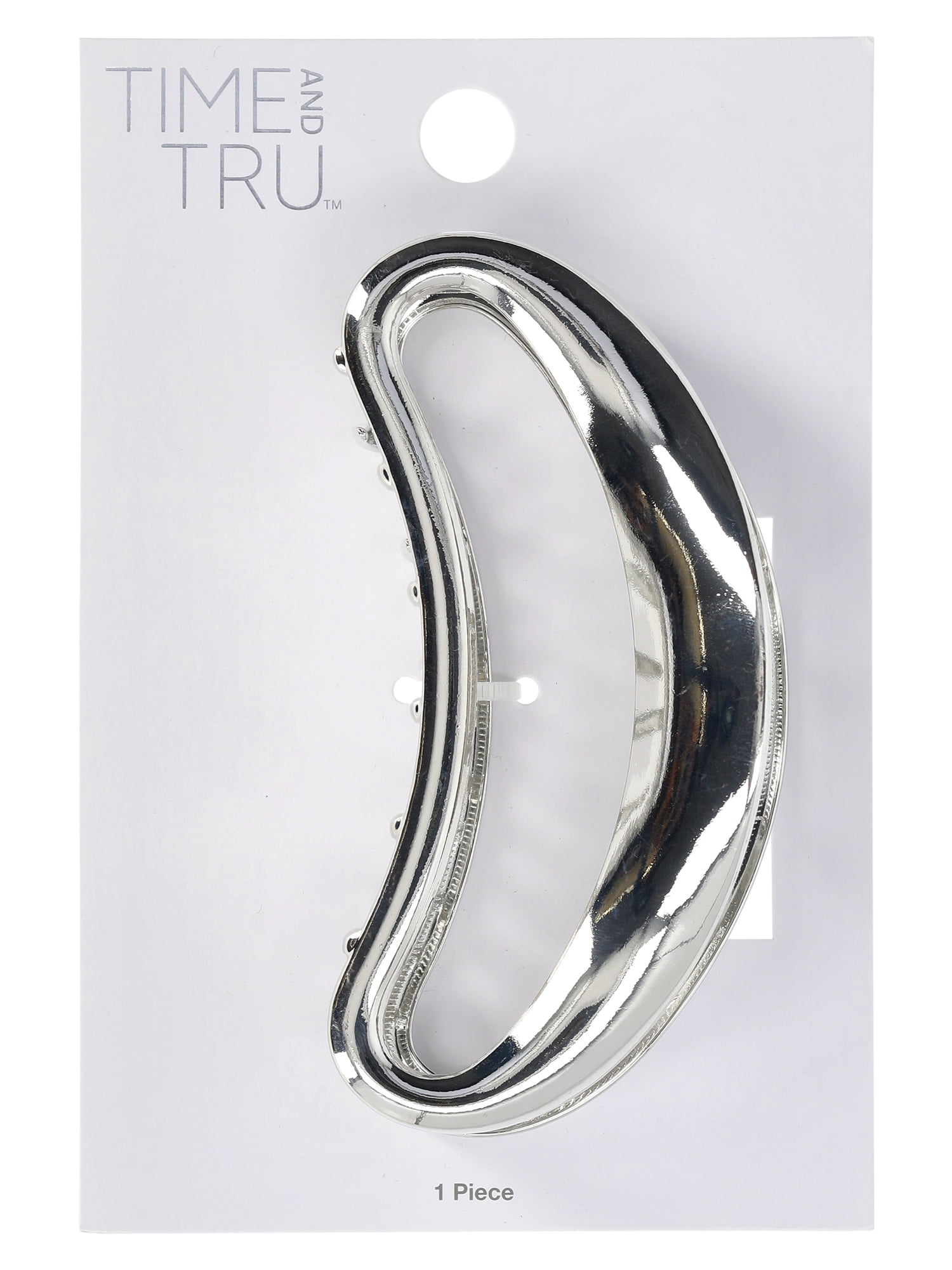 Time and Tru Women's Large Hair Claw Clip, Silvertone