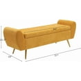 thumbnail image 3 of Chenille Storage Bench for Bedroom, Long Bench for King Size Bed, Modern Upholstered End of Bed Ottoman Bench with Arms for Entryway Living Room (Mustard Yellow), 3 of 15