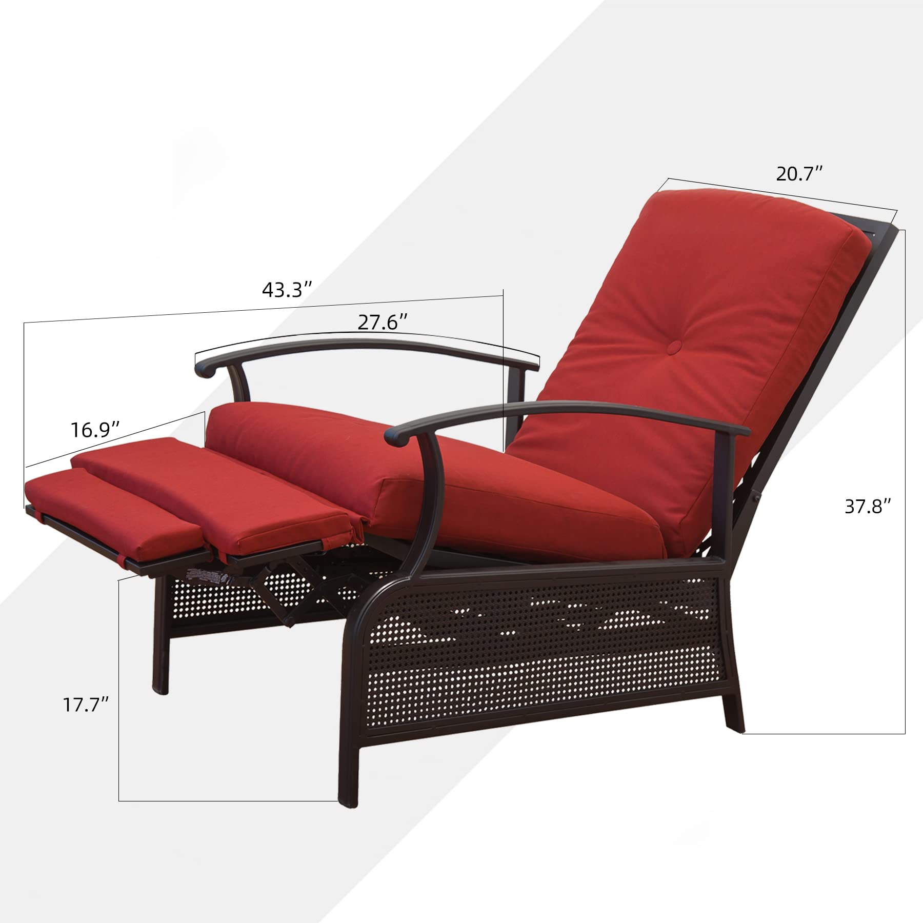 Domi Outdoor Living Adjustable Recliner Chair, Metal Reclining Lounge Chair, Remova Patio Chair - image 5 of 7