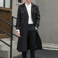 thumbnail image 6 of LIUJUNSHOP Men's Short Trench Coat Mens Double Long Trench Coat with Shoulder Tabs and Belt Stylish Versatile Outerwear, 6 of 7