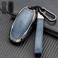 thumbnail image 3 of Car Key Fob Cover Case Protector Zinc Alloy Leather Car Smart Remote Key Fob Case Cover Bag For Tesla Model S 3, 3 of 5