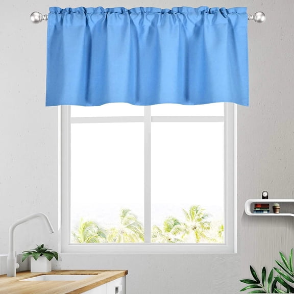 Curtain,1 Piece Black And For Window Thermal Insulated Rod Pocket Short Curtain For Kitchen Bathroom Living Room 57×18 Inch