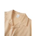 thumbnail image 4 of LTTVQM Relaxed Fit Wrinkle Resistant Plain Solid Cotton Linen Two Piece Outfit for Men Camp Collar Shirt Wide Leg Pants Breathable Daily Beach Blouse Khaki XL, 4 of 7