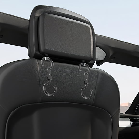 Milisten 2-Pack Adjustable Black Car Backseat Hooks for Vehicle Storage and Purse Organizer Accessories