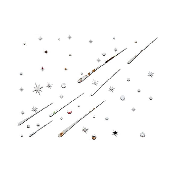 Injueey Pegatinas de pared de meteorito 3D a la moda, pegatina de universo, ventana de espejo reflectante con película protectora, calcomanías de Decoración del hogar Plata Injueey HA075061-01