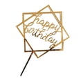 thumbnail image 2 of Square Happy Birthday Cake Topper Acrylic Insert Square Happy Cake Card DIY Glitter Cupcake Smash Candle Stick, 2 of 8
