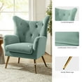 thumbnail image 3 of Velvet Accent Chairs Set of 2 Wingback Lounge Armchairs Sofa Upholstered Tufted Golden Leg Home Bedroom Sage, 3 of 7