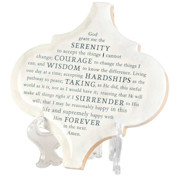 Dicksons Serenity Prayer Arabesque Ivory White 5 x 5 Ceramic Decorative Table Top Tile