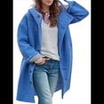 thumbnail image 2 of Women'S Winter Single-Breasted Long Hooded Casual Windbreaker Jacket Blue L, 2 of 6