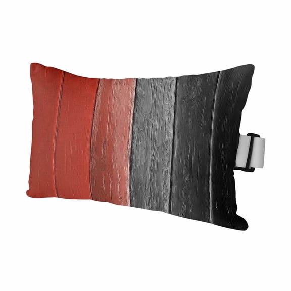 Red Black Ombre Outdoor Pillows for Chaise Lounge Chair Waterproof Lumbar Pillows with Insert&Adjustable Elastic Strap Beach Headrest Pillow Vintage Farmhouse Wooden Pillow for Patio Pool 11"x16"