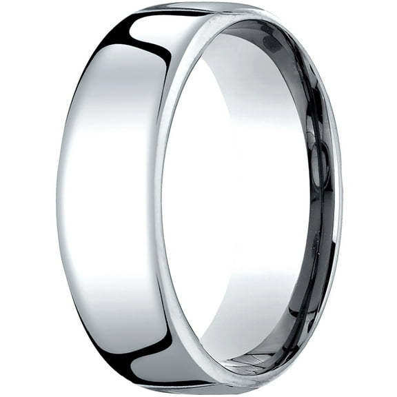 Mens 14K White Gold, 7.5mm London Couture Comfort-Fit Wedding Band (sz 6)