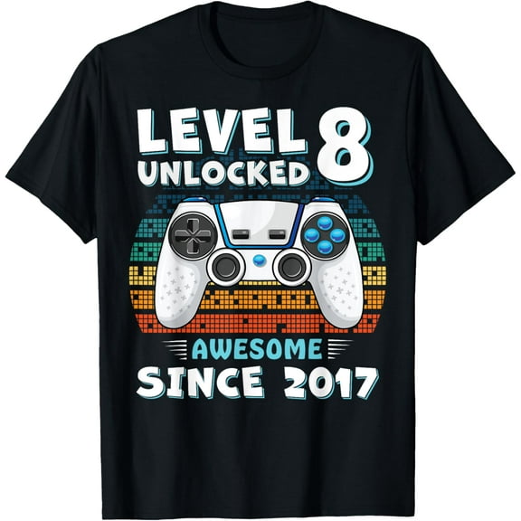 8 Year Old BDay Decorations Son Boy 8yr 2017 8th Birthday T-Shirt Tops Tee