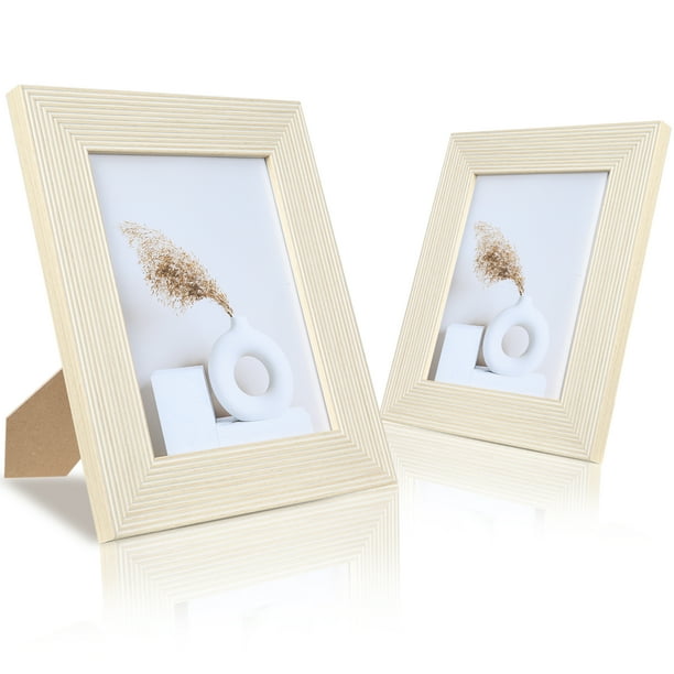 ArtbyHannah 2 Pack 8x10 inch Modern Picture Frames Set, Beige White