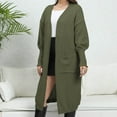 thumbnail image 4 of Long Cardigans for Women Loose and Lazy Woven Sweater With Double Pockets and Lantern Sleeves Cardigan Coats, 4 of 5