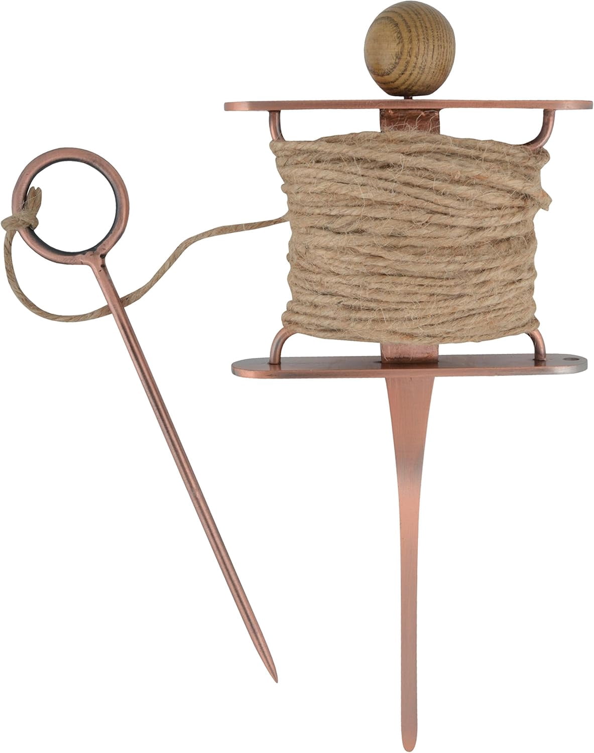 Esschert Design Copper Plated Row Marker with Twine Dispenser, 82 ft Garden Line