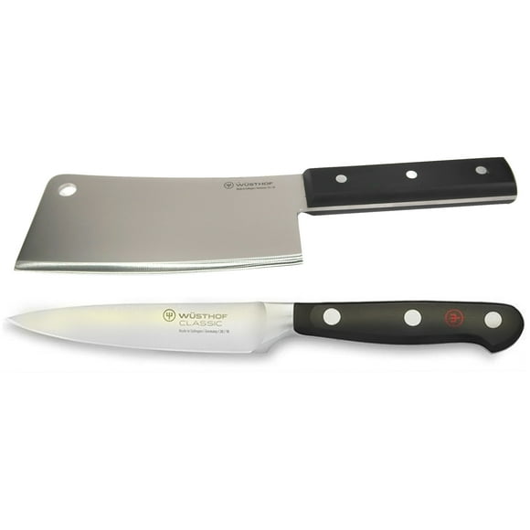 Wusthof Classic 6" Cleaver Knive, Black + Wusthof Classic 4" Paring Knife