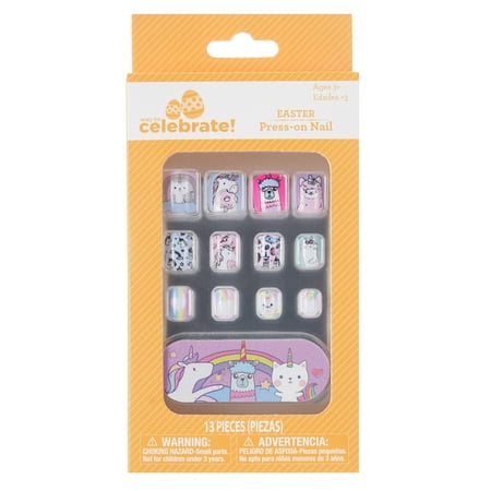 Way To Celebrate Easter Press-On Nail Set, Unicorn