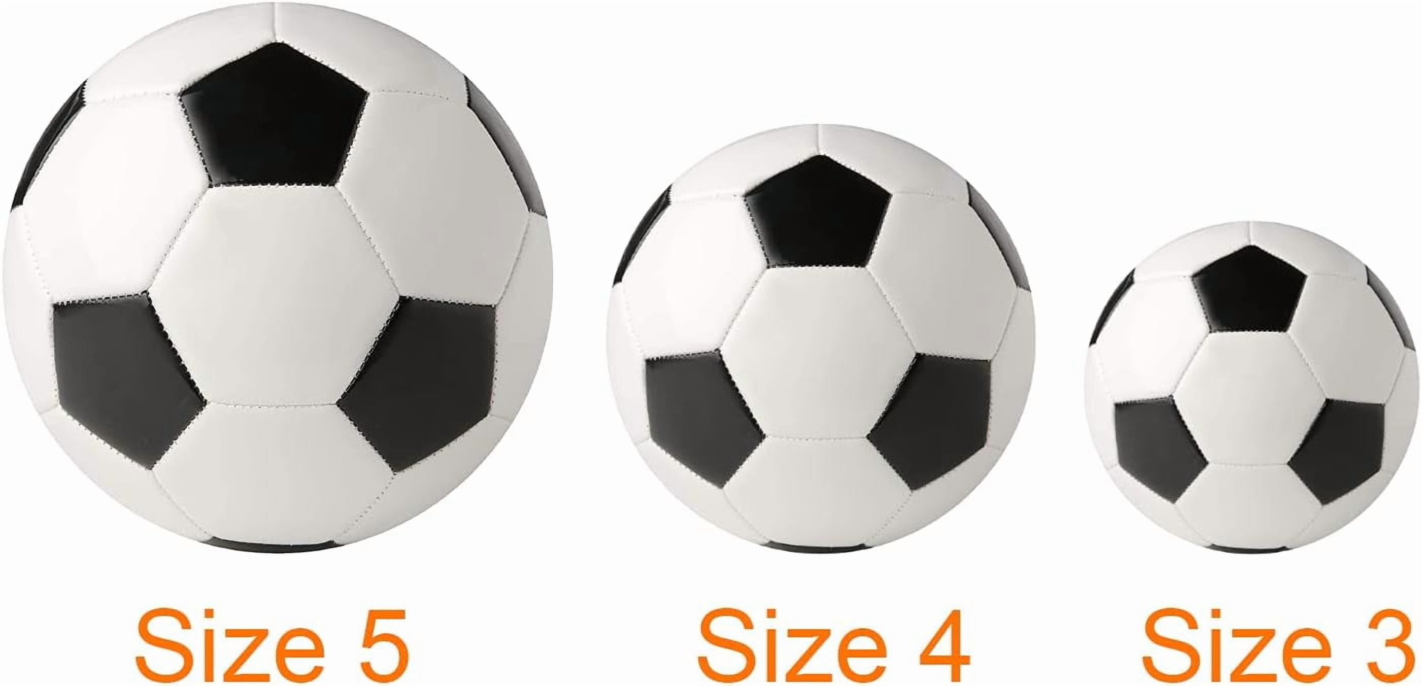 Soccer Ball Size 2,3,4,5 with Pump Needle Classic White Black Thicker PU Tight Weaved Suitable for Youth Boy League Game Trainning Practice or Gift