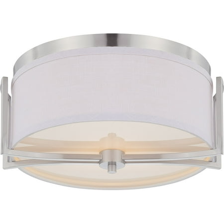 

Semi Flush 2 Light With Brushed Nickel Finish Metal Medium Base 15 inch 120 Watts