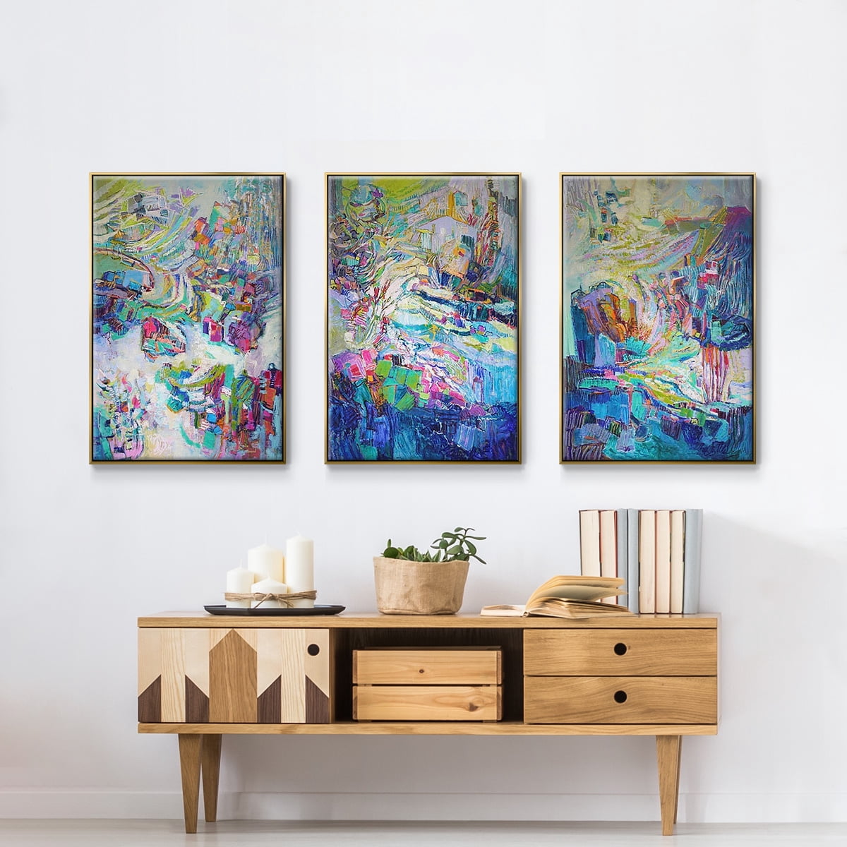 Gathering up the Goddess I - Framed Premium Gallery Wrapped Canvas L Frame 3 Piece Set - Ready to Hang