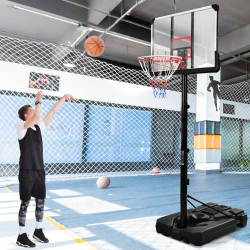 Portable Basketball Hoop with Bright Waterproof Lights to Play at Night Outdoors 