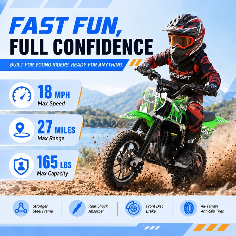 QEASET 49CC Dirt Bike, Mini Bike 2-Stroke Gas Powered off Road