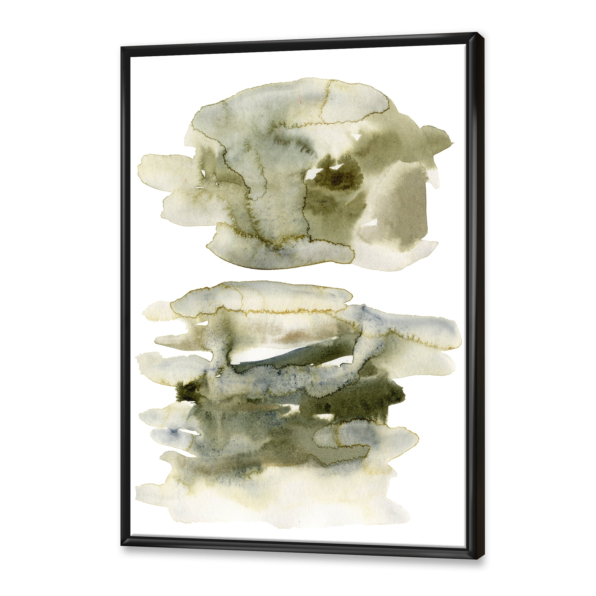 Abstract Clouds In Dark Green II 12 in x 20 in Framed Painting Canvas Art Print, by Designart