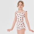 thumbnail image 4 of ‌LYMAYTER‌ Teen Swimwear One-Piece Swimsuit Girls' Cute Strawberry Beachwear Sun Protection Ruffled Design, 4 of 8