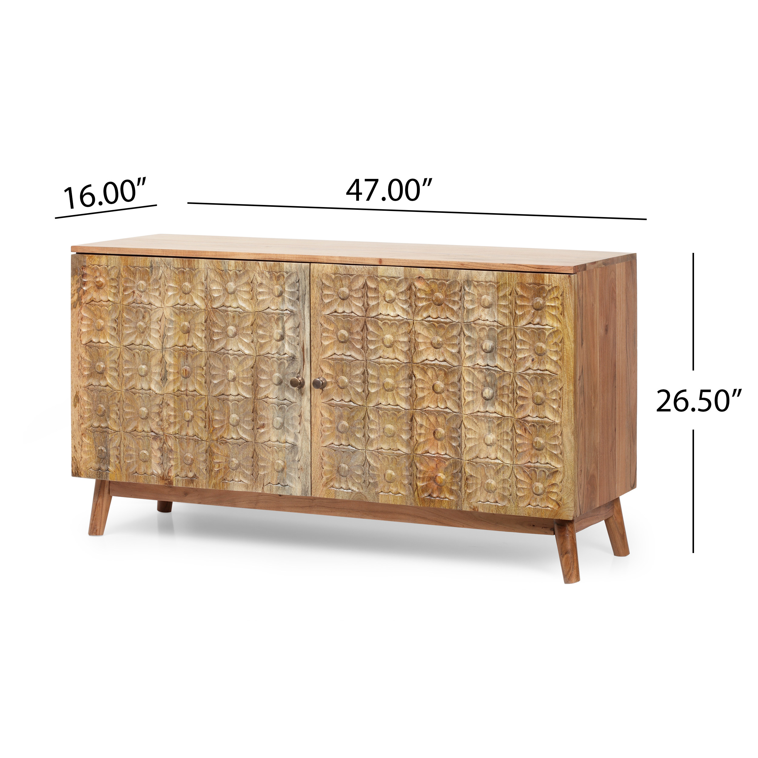 Noble House Tignall 26.50 inch Acacia Wood 2 Door Cabinet, Natural