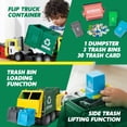 thumbnail image 4 of Joyfy Lights and Sounds Garbage Truck Toys Set,16" Large Truck Toy, Includes 1 Dumpster, 3 Trash Bins, and 30 Learning Cards for Kids,Boy Toys Birthday Gift for 2 3 4 Years Old Boys Girls Toddler, 4 of 10