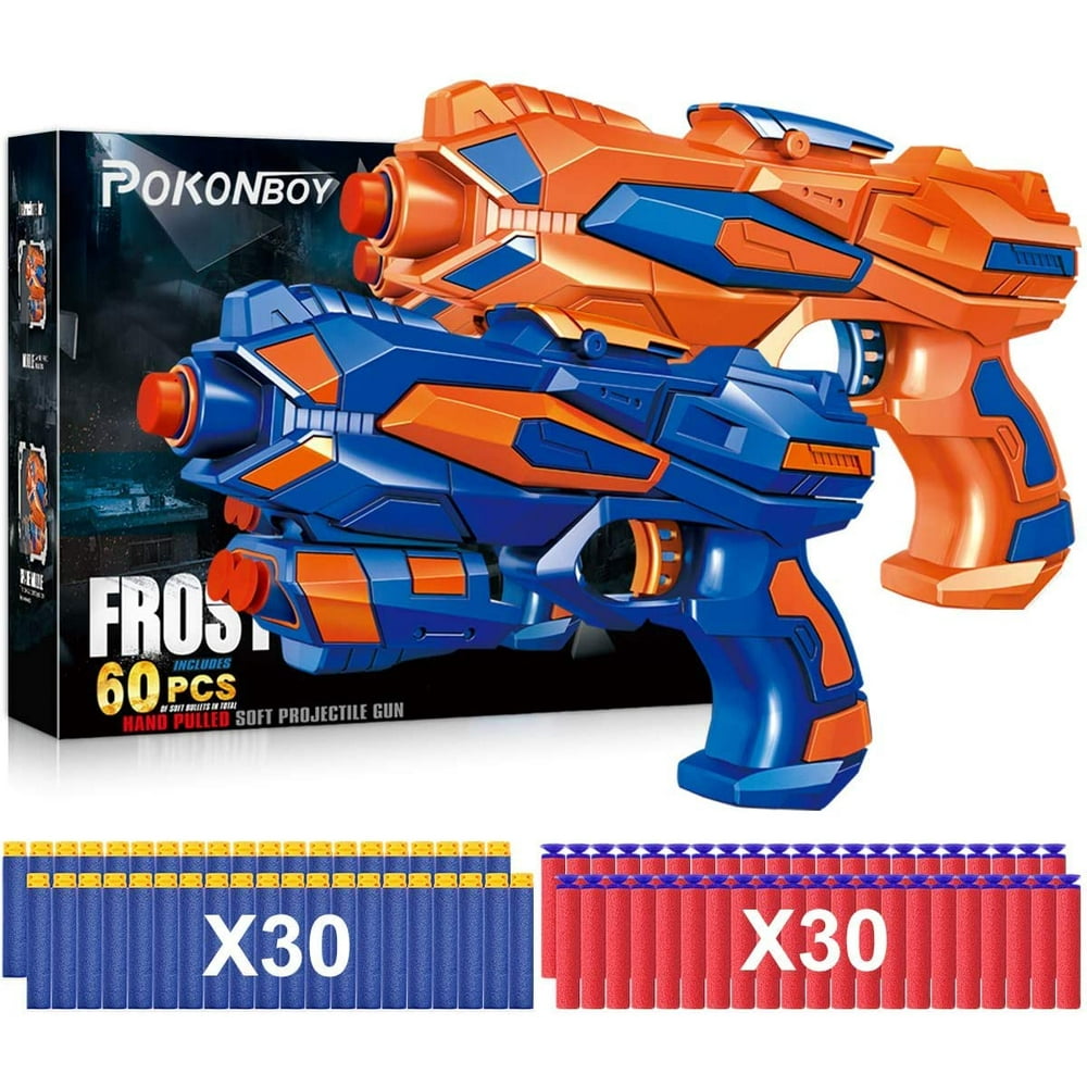 2 Pack Blaster Guns Toy Guns for Boys with 60 Pack Refill Soft Foam
