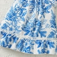 thumbnail image 5 of PINQI Summer Baby Girls Dress Girls Flower Print Square Collar Small Flying Sleeve A Swing Skirt Casual Going Out for 0 To 5 Years, 5 of 6