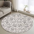 thumbnail image 2 of Farmhouse Grey Large Area Rugs for Bedroom Living Room, Soft Non Slip Carpet Bedside Rug, Vintage Flower Leaf Botanical Plant Round Floor Cover Kitchen Accent Rug 3' for Dining Room/Office, 2 of 9