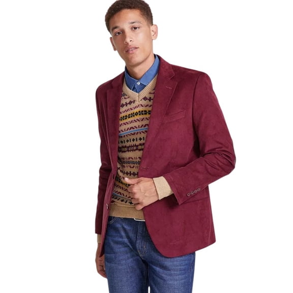 Nautica Mens Modern fit Cotton Corduroy Sport Coat Blazer 40 S Red Solid Stretch