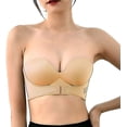 thumbnail image 2 of Paquete de 2 sujetadores push-up sin tirantes antideslizantes invisibles con hebilla delantera/trasera en forma de mano para mujer, 2 of 5