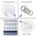 thumbnail image 5 of Navy Blue Stripe Waterproof Fabric Shower Curtain,Modern Rustic Horizontal Blue Striped Waterproof Fabric Shower Curtain for Bathroom Curtains Bathtubs Shower Curtains with 12 Hooks Standard 60x72, 5 of 8